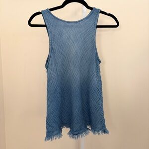 Anthropologie Cloth and Stone Blue Sleeveless Fringe Hem Tank Top XS